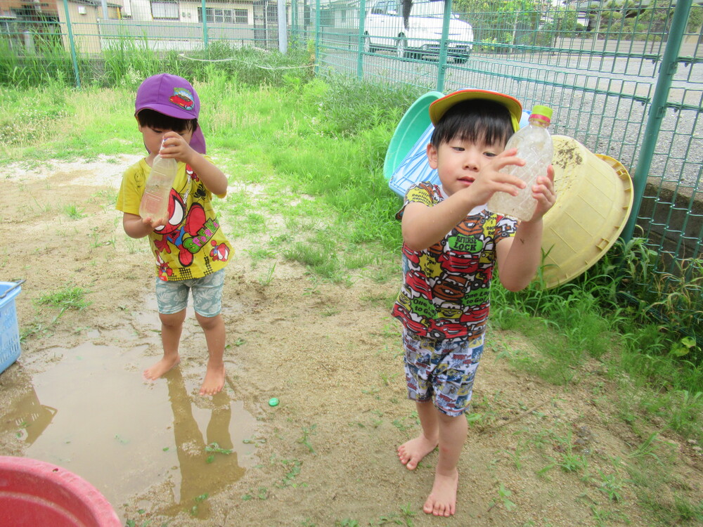水遊びをしている