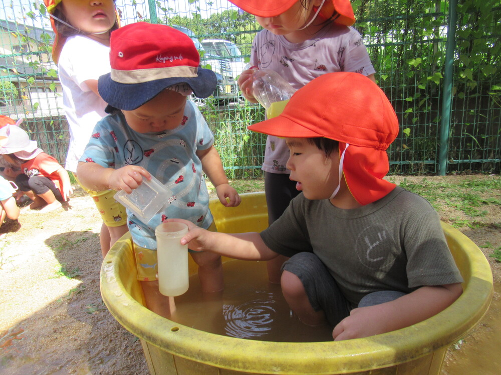 水遊びをしている