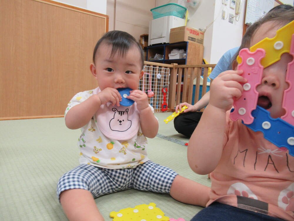 ホックブロックで遊ぶ女の子