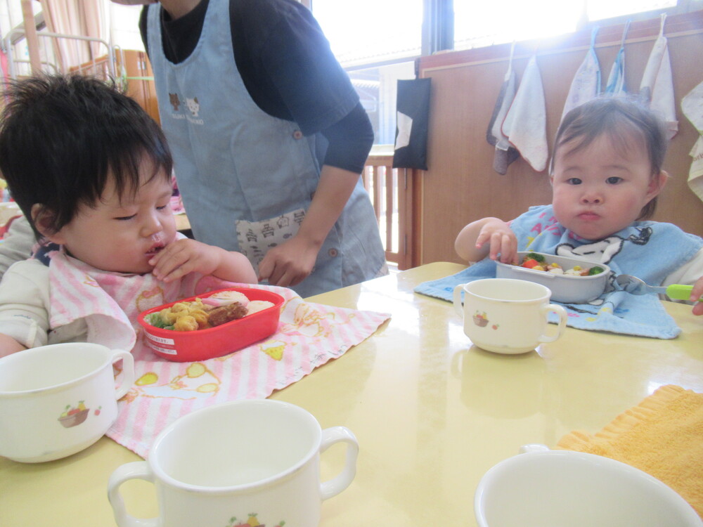 お弁当を食べる子ども