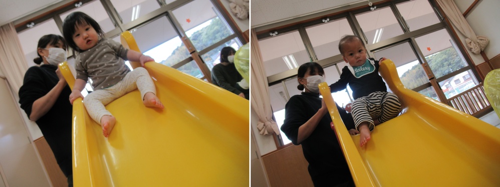 すべり台をすべっている1