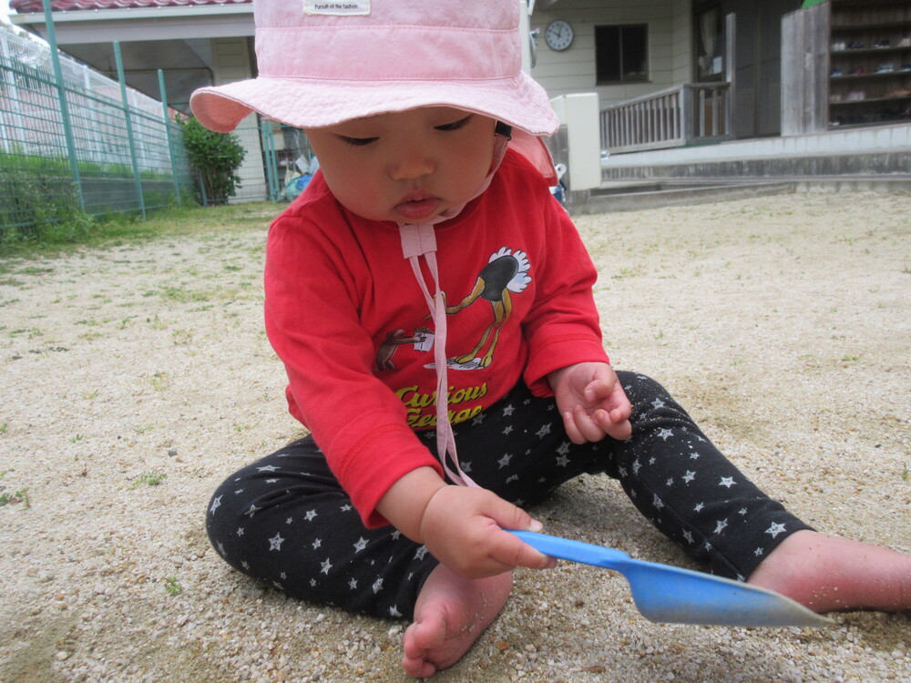 園庭で遊んでいる