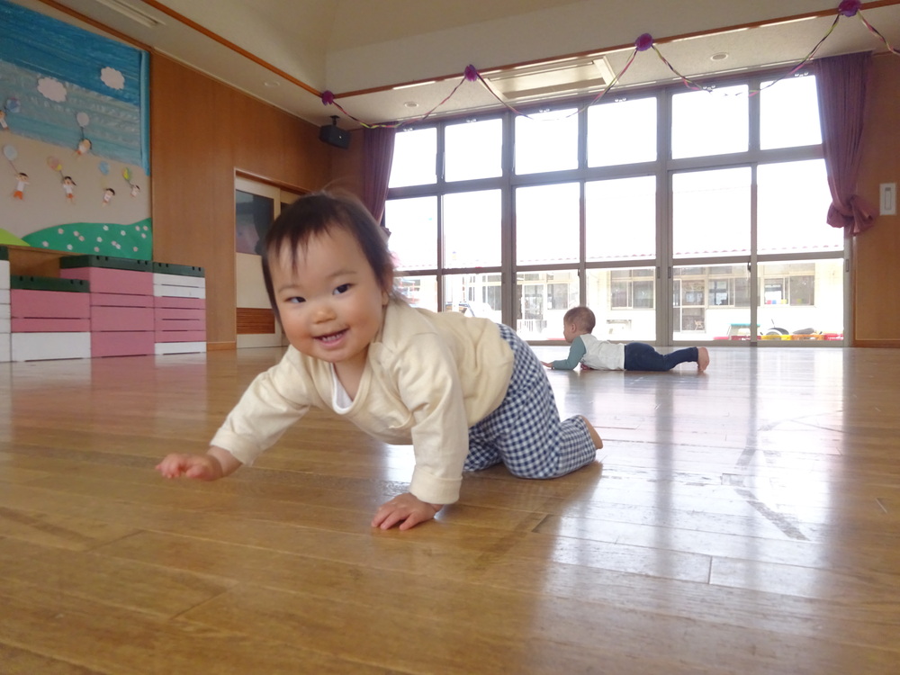 ハイハイをして遊ぶ女の子