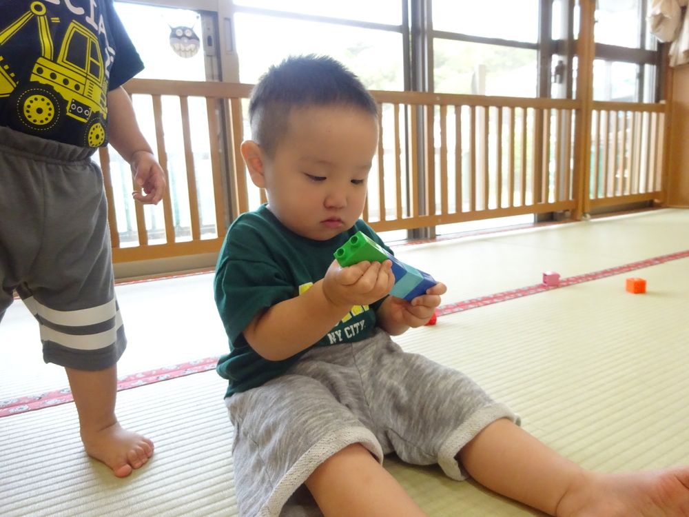 ブロック遊びをしている男の子