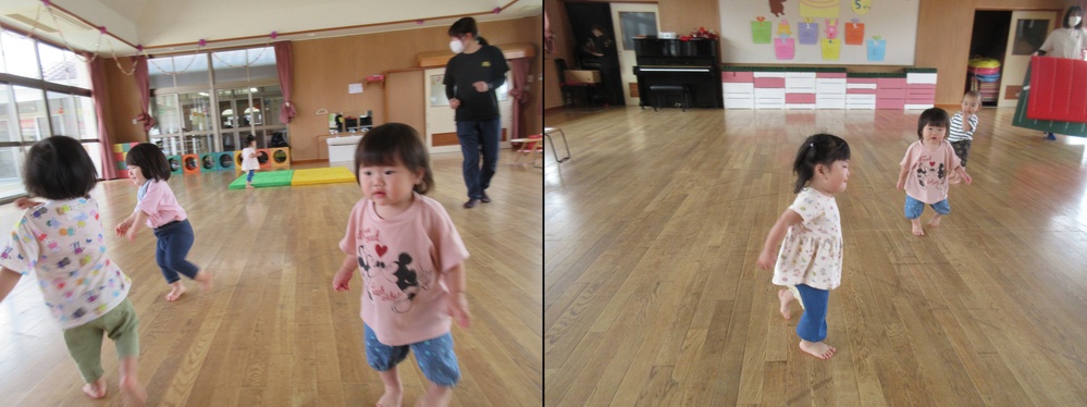 遊戯室で走っている２
