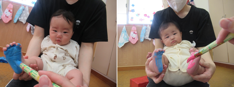足形製作をする子どもたち