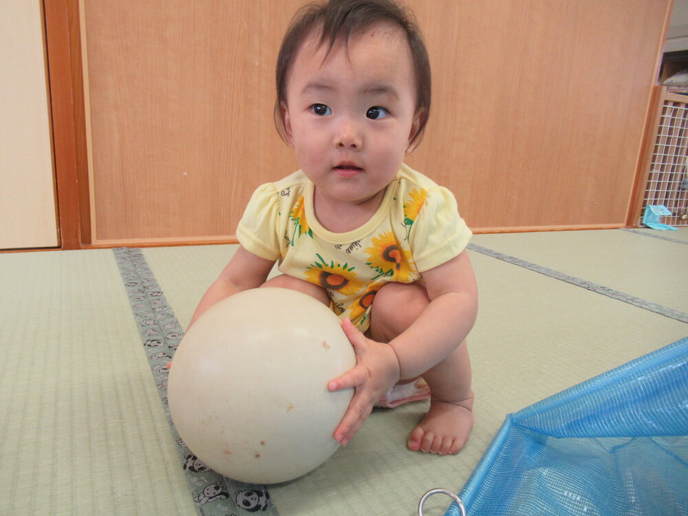 女の子がボールを持っている