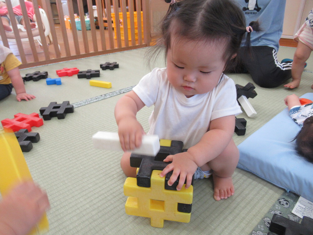 井形ブロックで遊んでいる (3)