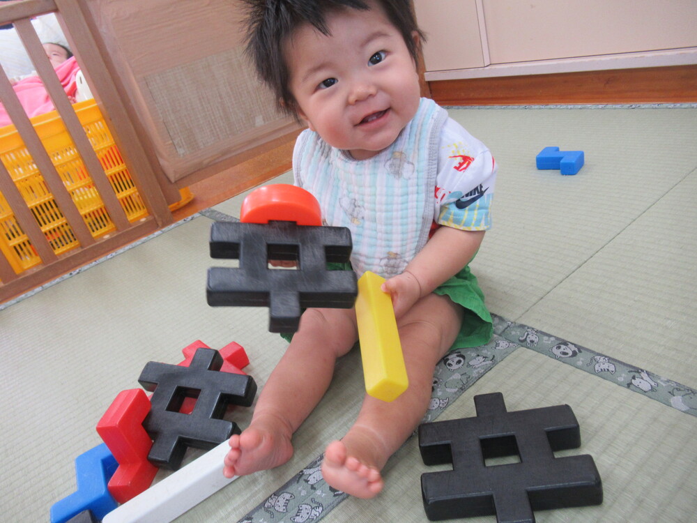 井形ブロックで遊んでいる (5)