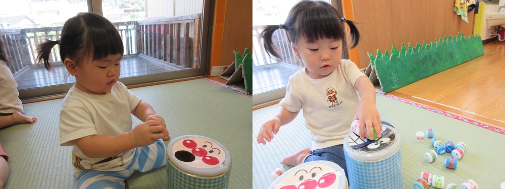 ぽっとん落としで遊んでいる (2)
