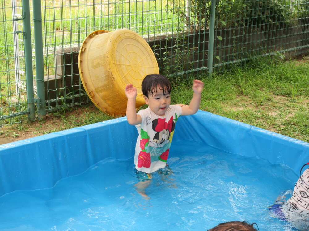 プール遊びをしている (1)