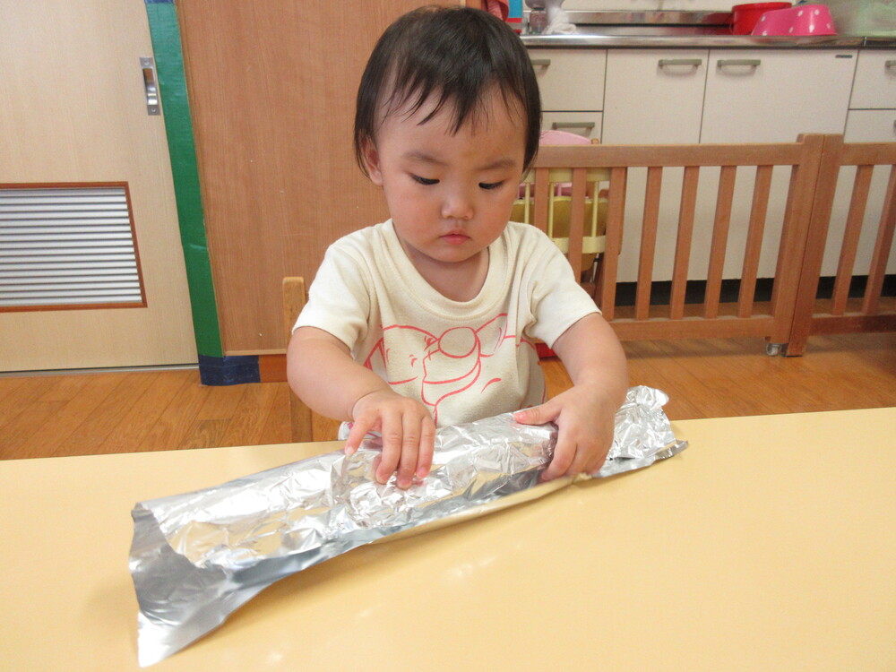アルミホイルを巻いている