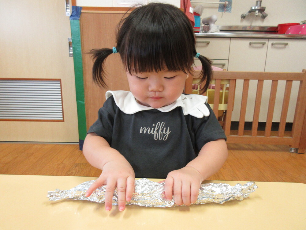 アルミホイルを巻いている