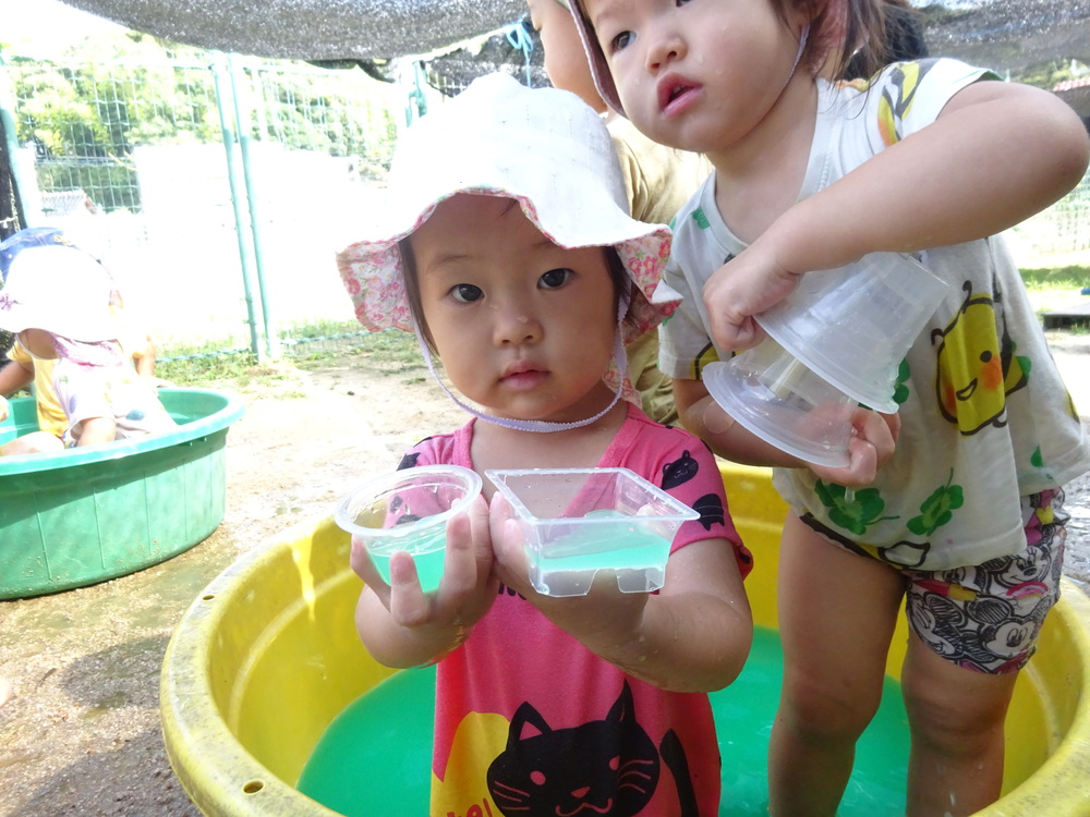 色水で遊んでいる子ども (6)
