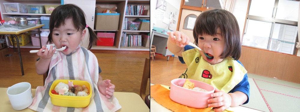 弁当を食べている (1)