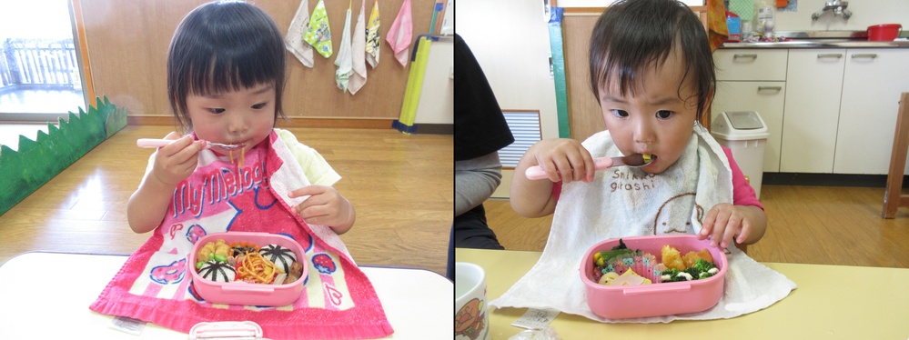 弁当を食べている (3)