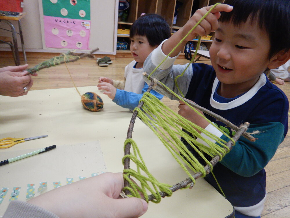 毛糸を巻く