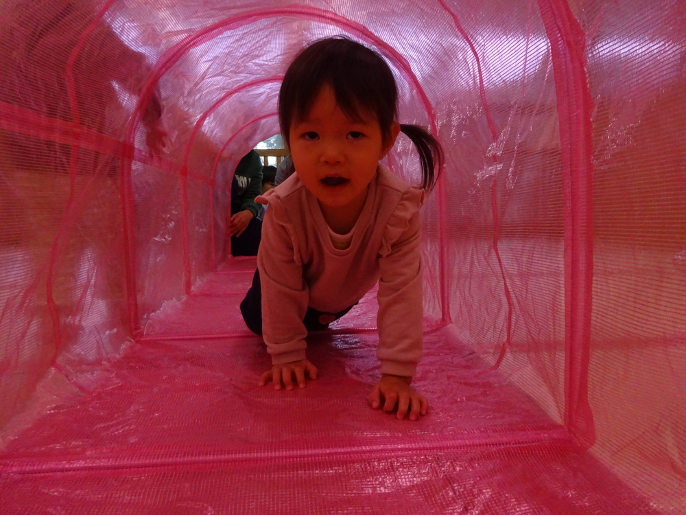 トンネルで遊ぶ子ども (4)