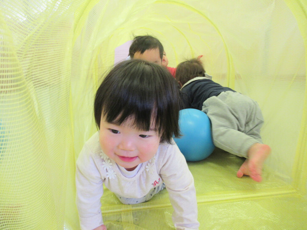 トンネルで遊んでいる様子