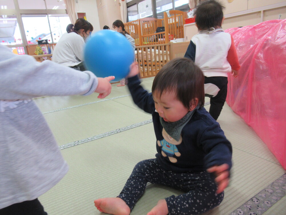 カラートンネルとボールで遊んでいる (7)