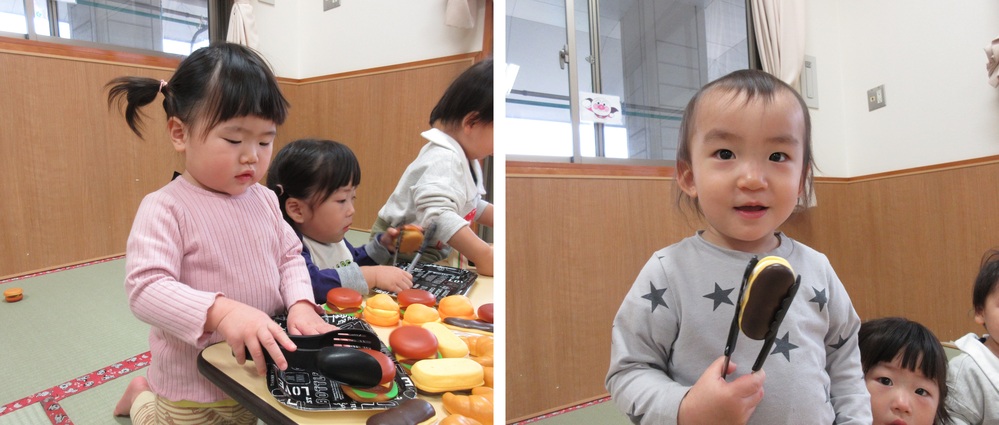 ままごとをして遊ぶ様子