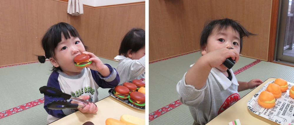 ままごとをして遊ぶ様子