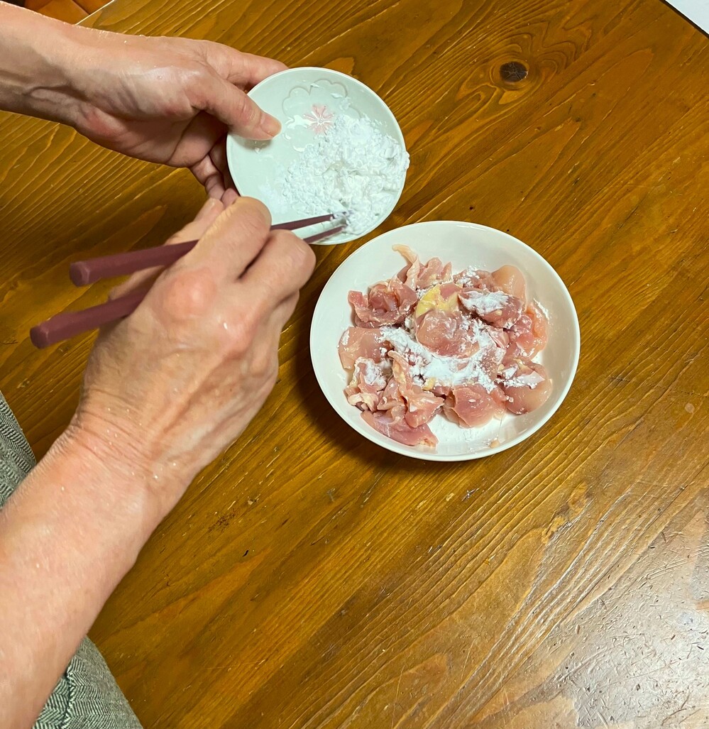 片栗粉まぶす