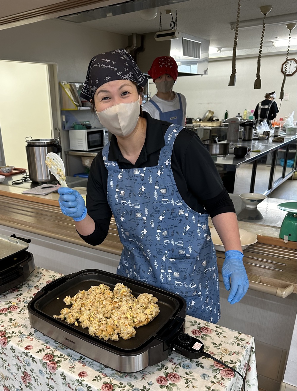 焼いている様子