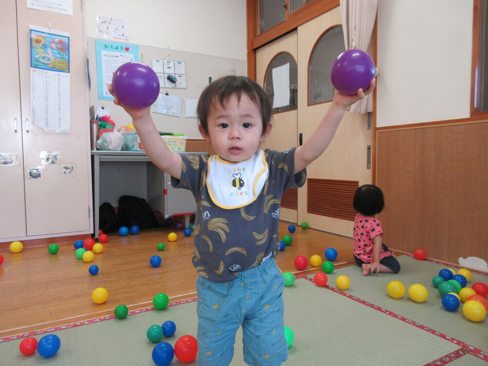 ボールで遊んでいる様子