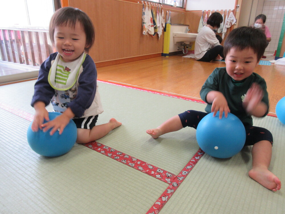 ボールで遊んでいる様子