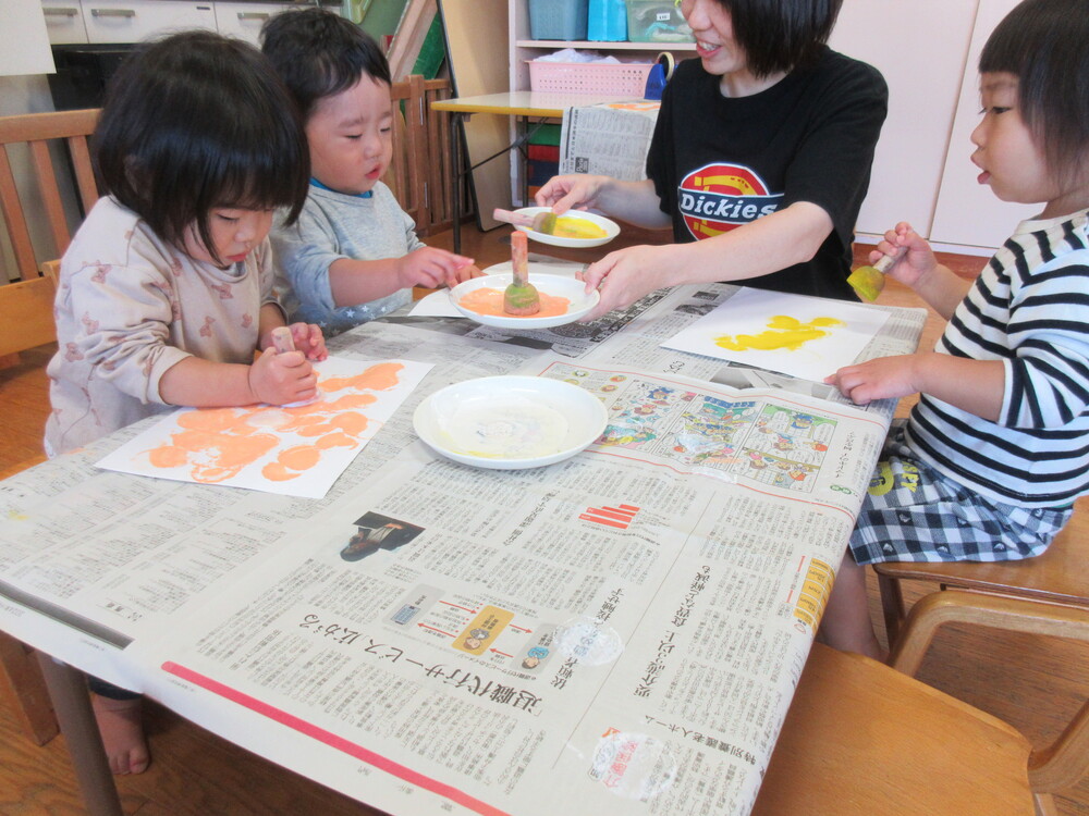 タンポをしている様子