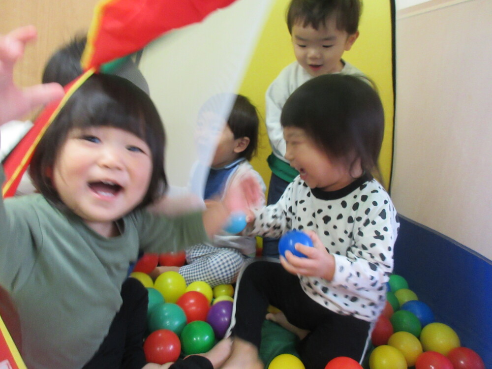 ボールで遊んでいる様子