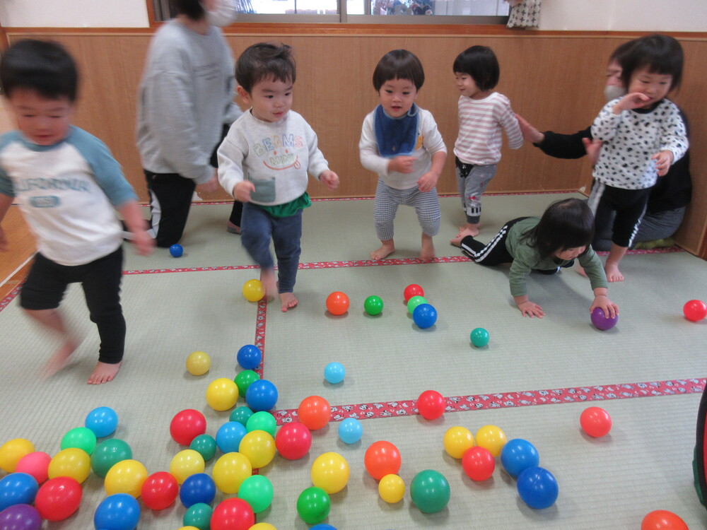 ボールで遊んでいる様子