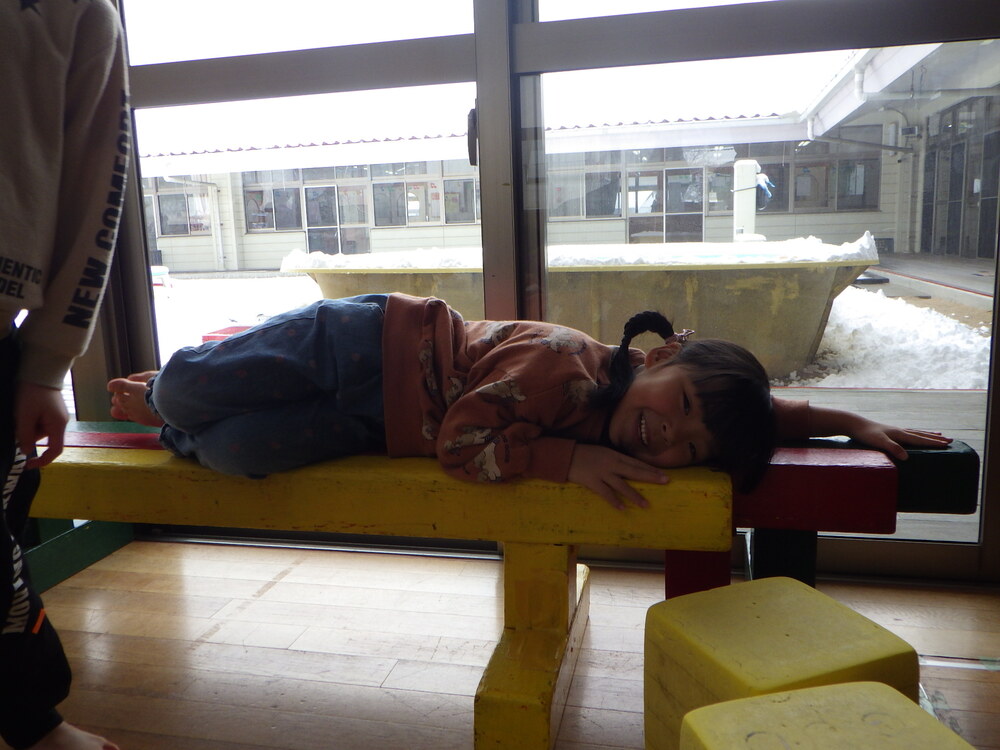 平均台で休憩中