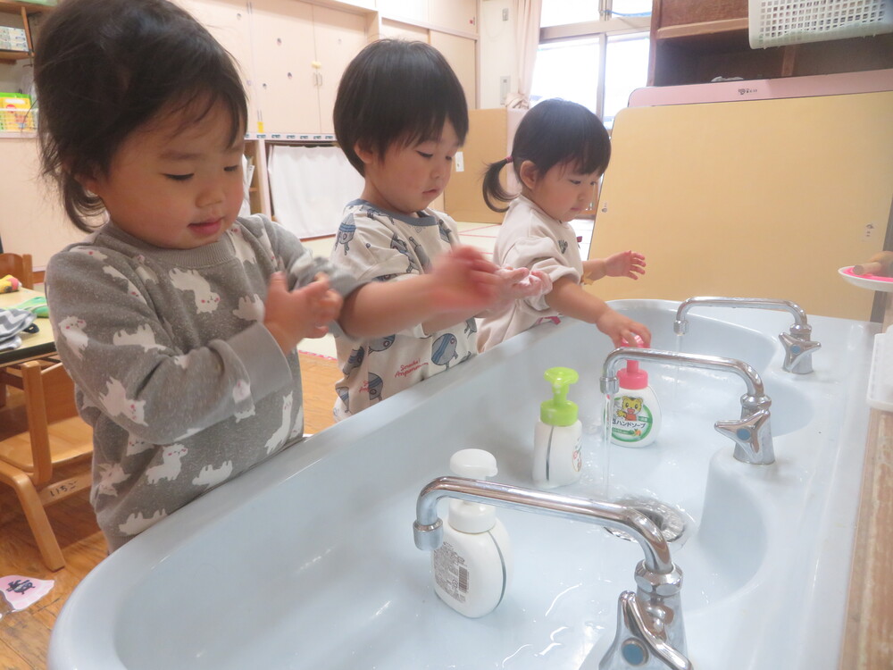 手洗いの様子