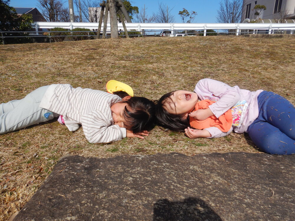 芝生の上を転がっている様子 (2)