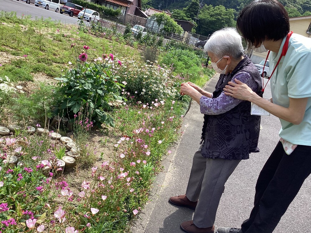 撮影中の利用者さん