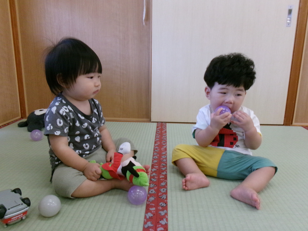 ボールで遊ぶ様子