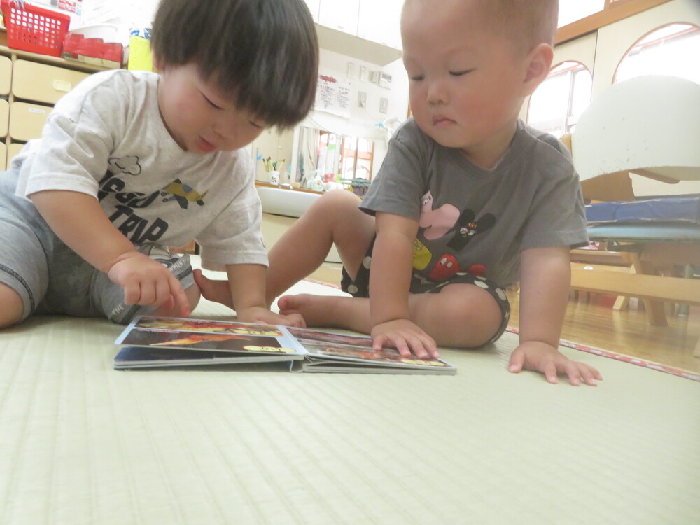 絵本を見る