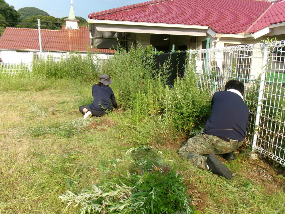 夏まつり前草刈り (1)