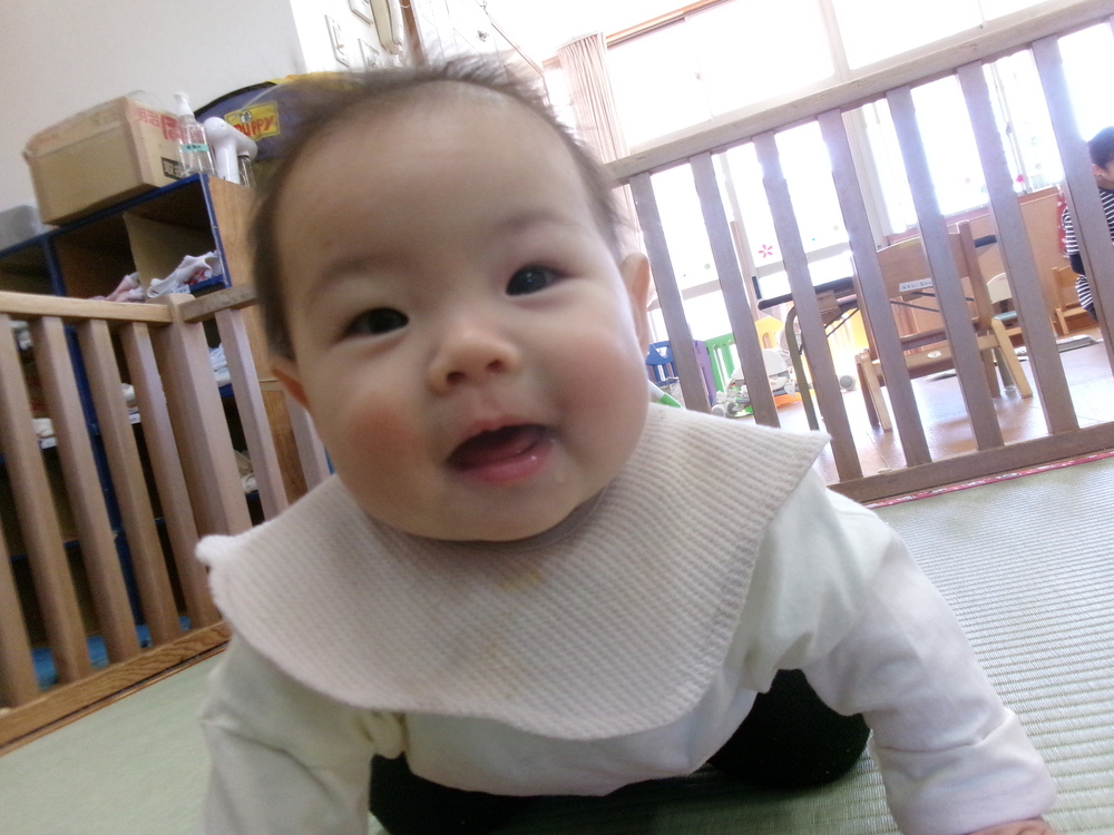 ずりばいをしている