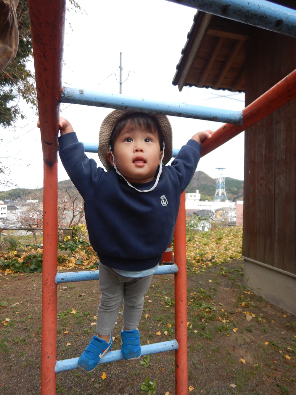 雲梯に挑戦する様子3