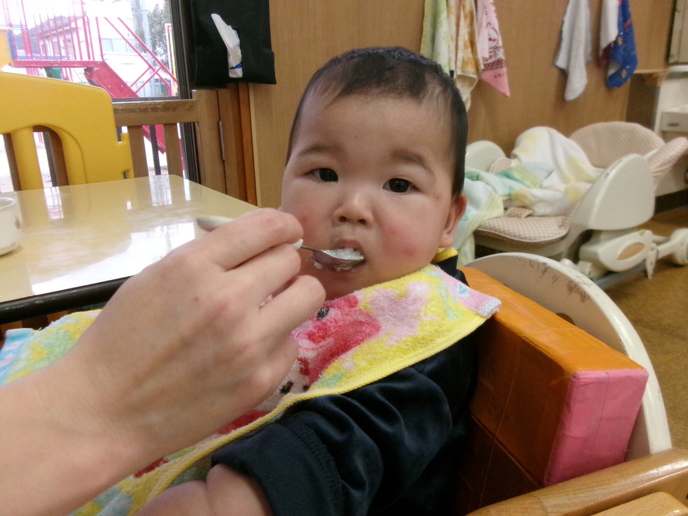 離乳食を食べている