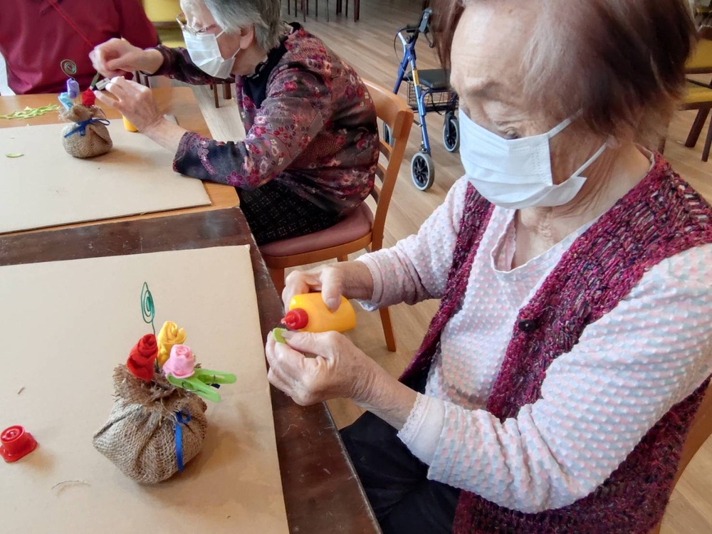 Fさん花取り付け