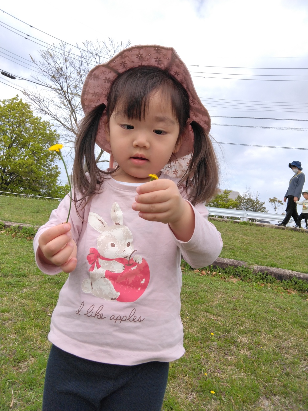 お花を摘んでいる