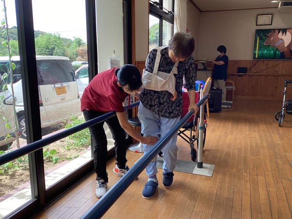 歩行訓練中
