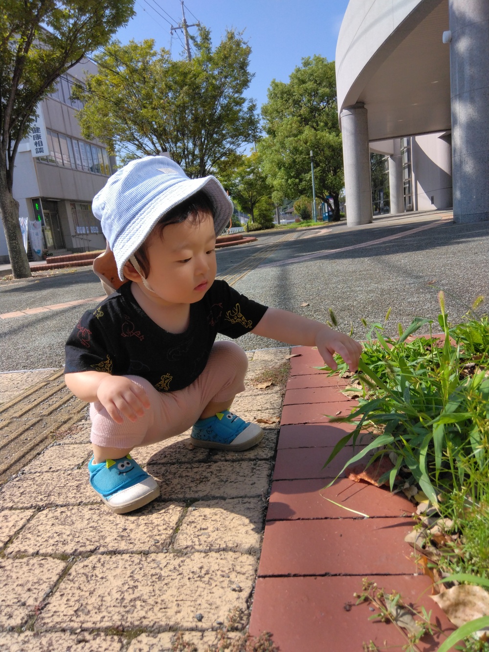 散歩中に遊ぶ子ども