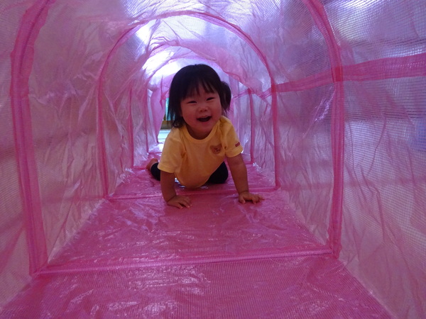 トンネルで遊んでいる子ども (3)