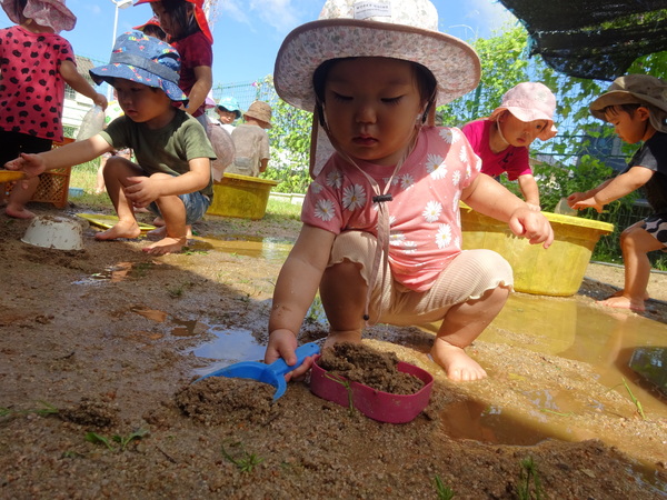 泥んこ遊びをしている子ども (1)