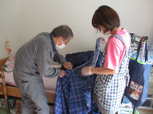 一緒にシーツ交換